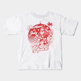 Christmas in July Squad - Santa Surfing Kids T-Shirt